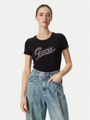 Guess T-Shirt W6YI21 K4337 Czarny Regular Fit. Czarne t-shirty damskie Guess, m, z aplikacjami, z bawełny, bez kołnierzyka, bez ramiączek. Za 154.99 zł.