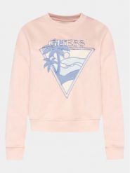 Guess Bluza W4GQ11 KBK32 Różowy Relaxed Fit. Czerwone bluzy damskie Guess, m, z aplikacjami, z syntetyku, bez ramiączek, bez kaptura. Za 269.99 zł.