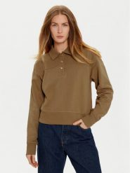 Tommy Hilfiger Bluza WW0WW44081 Khaki Regular Fit. Brązowe bluzy damskie Tommy Hilfiger, m, bez wzorów, z bawełny, bez ramiączek, bez kaptura. Za 349.99 zł.