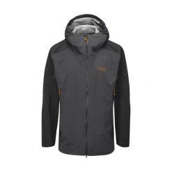 Kurtka przeciwdeszczowa męska Rab Kinetic Alpine 2.0. Szare kurtki męskie RAB, l, bez wzorów, bez kaptura. Za 1,123.50 zł.