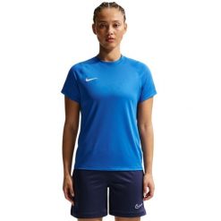 Koszulka damska Nike Dri-FIT Park VIII, 100% poliester. Niebieskie bluzki damskie Nike, bez wzorów, z poliesteru, sportowe, bez kołnierzyka, bez ramiączek. Za 66.99 zł.