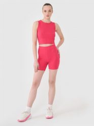 4F Legginsy krótkie dzianinowe damskie - różowe S. Czerwone legginsy damskie 4F, bez wzorów, z bawełny. W wyprzedaży za 39.99 zł.