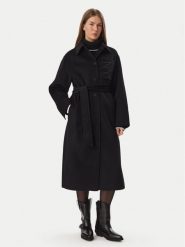 KARL LAGERFELD Płaszcz wełniany B4W15013 Czarny Regular Fit. Czarne płaszcze damskie KARL LAGERFELD, na zimę, bez wzorów, z syntetyku, bez kołnierzyka, bez kaptura. Za 1,749.00 zł.