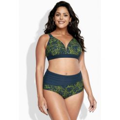 Damskie Bikini kwiaty miękkie miseczki regulowane ramiączka. Niebieskie stroje kąpielowe damskie Ulla Popken, plus size, bez wzorów, z elastanu. W wyprzedaży za 191.99 zł.