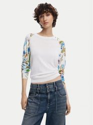Desigual Sweter 25SWJF31 Biały Regular Fit. Białe swetry nierozpinane damskie Desigual, xl, bez wzorów, z syntetyku, bez kołnierzyka, bez ramiączek. Za 229.99 zł.