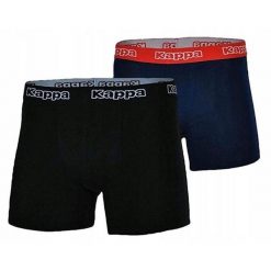 Bokserki Męskie (zestaw 2 Sztuk). Czarne bokserki męskie Kappa, bez wzorów, z bawełny. Za 80.99 zł.