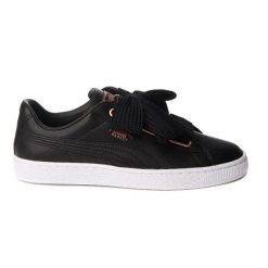 PUMA Basket Heart Leather ZLN 0300 — czarne skórzane trampki. Czarne trampki i tenisówki damskie Puma, bez wzorów, ze skóry, bez zapięcia. Za 305.99 zł.