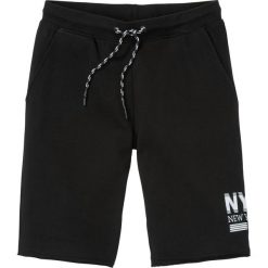 Bermudy dresowe z dołem nogawek bez obszycia. Czarne spodnie sportowe męskie bonprix, l, bez wzorów, z dresówki. Za 59.99 zł.