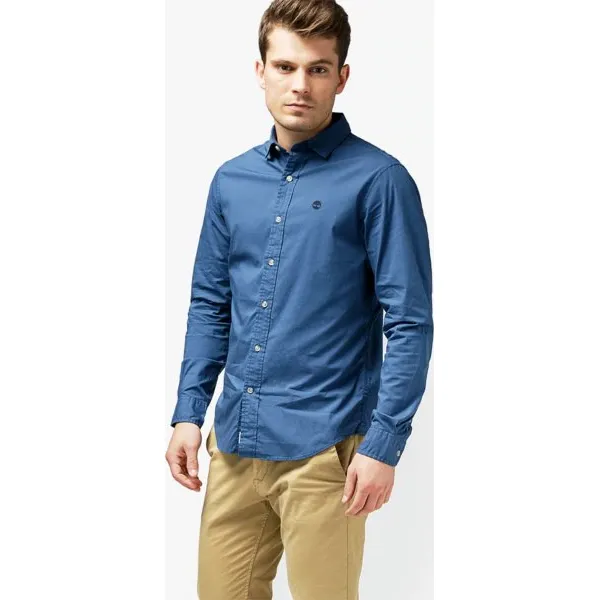 Timberland Koszula Ls Eastham River Stretch Poplin Fitted , granatowy, rozmiar M. Niebieskie koszule męskie Timberland, m, bez wzorów, z bawełny, bez kołnierzyka, bez ramiączek. W wyprzedaży za 229.99 zł.
