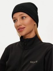 Guess Czapka AW5179 POL01 Czarny. Czarne czapki damskie Guess, na zimę, z aplikacjami, z materiału. Za 169.99 zł.