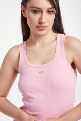 Top damski prążkowany Calcolatore PINKO. Topy damskie Pinko, s, bez wzorów, prążkowane, bez kołnierzyka, bez ramiączek. W wyprzedaży za 300.30 zł.