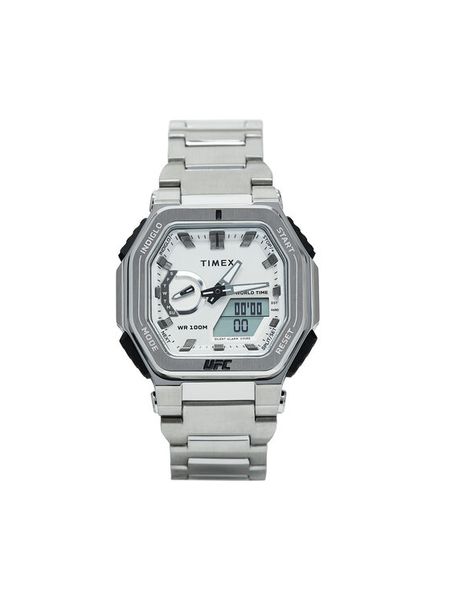 Timex Zegarek UFC Strength Colossus TW2V84700 Srebrny. Szare, analogowe zegarki męskie Timex, bez wzorów, srebrne. Za 1,599.00 zł.