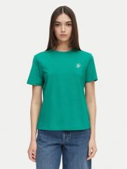 Tommy Hilfiger T-Shirt Logo Embroidery WW0WW48699 Zielony Regular Fit. Zielone t-shirty damskie Tommy Hilfiger, s, bez wzorów, z bawełny, bez kołnierzyka, bez ramiączek. Za 169.99 zł.