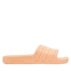 Klapki adidas. Czerwone klapki damskie Adidas, bez wzorów, sportowe, bez obcasa, bez zapięcia. Za 119.99 zł.