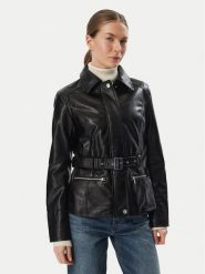 Guess Kurtka z imitacji skóry W6YL17 W2907 Czarny Regular Fit. Czarne kurtki damskie Guess, xl, z aplikacjami, ze skóry, bez kaptura. Za 794.99 zł.