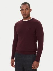 Tommy Hilfiger Sweter MW0MW28046 Bordowy Regular Fit. Czerwone swetry męskie Tommy Hilfiger, m, bez wzorów, z bawełny, bez kołnierzyka, bez ramiączek. Za 519.99 zł.