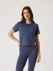 Bjorn_borg BORG CROPPED T-SHIRT — ODYSSEY GRAY. Szare t-shirty damskie Björn Borg, m, bez wzorów, bez kołnierzyka, bez ramiączek. Za 247.00 zł.