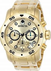 Zegarek Invicta Zegarek Męski Złoty INVICTA Pro Diver Scuba Men 0074 + BOX. Żółte zegarki męskie Invicta, bez wzorów, złote. Za 529.99 zł.