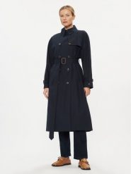 Tommy Hilfiger Trencz WW0WW38947 Granatowy Regular Fit. Niebieskie płaszcze damskie Tommy Hilfiger, bez wzorów, z bawełny, bez kołnierzyka, bez kaptura. Za 2,119.00 zł.