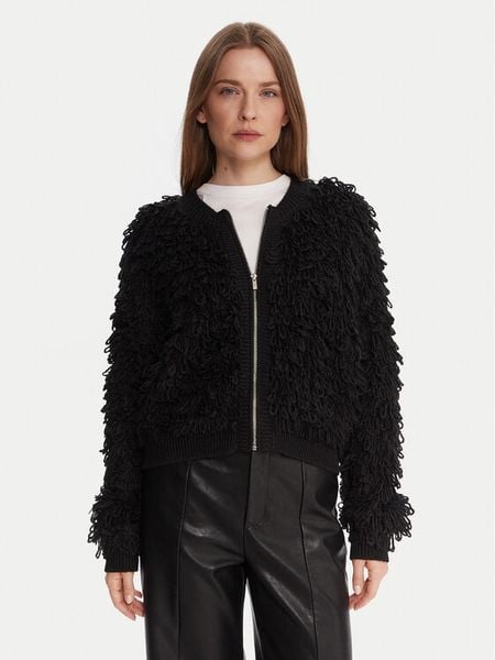 French Connection Kardigan 78ZBU Czarny Regular Fit. Czarne kardigany damskie French Connection, m, bez wzorów, z syntetyku, bez kołnierzyka. Za 279.99 zł.