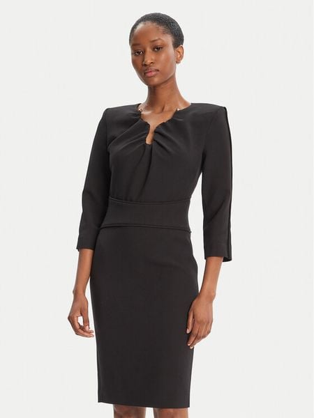 Simona Corsellini Sukienka koktajlowa A25CPAB01101 Czarny Slim Fit. Czarne sukienki damskie SIMONA CORSELLINI, bez wzorów, z syntetyku, wizytowe, bez kołnierzyka, bez ramiączek. Za 1,029.00 zł.