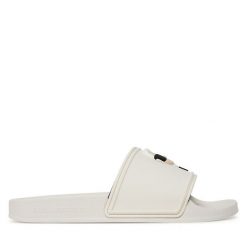 Klapki KARL LAGERFELD. Białe klapki damskie KARL LAGERFELD, bez wzorów, bez obcasa, bez zapięcia. Za 259.99 zł.