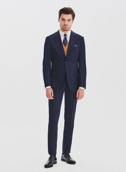 PAKO LORENTE - Garnitur męski w subtelną kratę. Niebieskie garnitury męskie Pako Lorente, m, bez wzorów, z poliesteru, biznesowe. Za 2,499.98 zł.