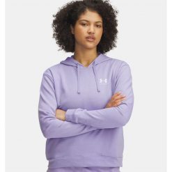 Bluza Damska UA RIVAL TERRY HOODIE 6005511-538. Fioletowe bluzy damskie Under Armour, bez wzorów, bez ramiączek, bez kaptura. Za 136.99 zł.