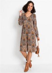 Sukienka z dżerseju w deseń paisley. Czerwone sukienki damskie bonprix, bez wzorów, z dżerseju, bez kołnierzyka, bez ramiączek. Za 119.99 zł.