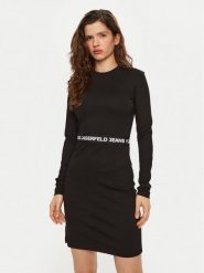 Karl Lagerfeld Jeans Sukienka codzienna A1W13009 Czarny Regular Fit. Czarne sukienki damskie Karl Lagerfeld Jeans, na co dzień, s, bez wzorów, z jeansu, bez kołnierzyka, bez ramiączek, proste. Za 279.99 zł.