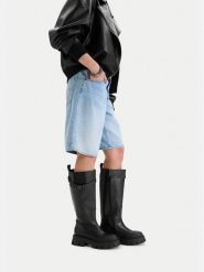 G-Star Raw Kozaki EO-GLCIEN-7001 Czarny. Czarne kozaki damskie G-Star, bez wzorów, ze skóry, bez obcasa, na płaskiej podeszwie, bez zapięcia. Za 639.99 zł.