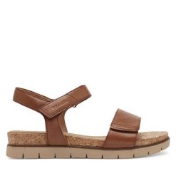 Sandały Tamaris. Brązowe sandały damskie Tamaris, bez wzorów, bez obcasa, na płaskiej podeszwie, bez zapięcia. Za 259.99 zł.