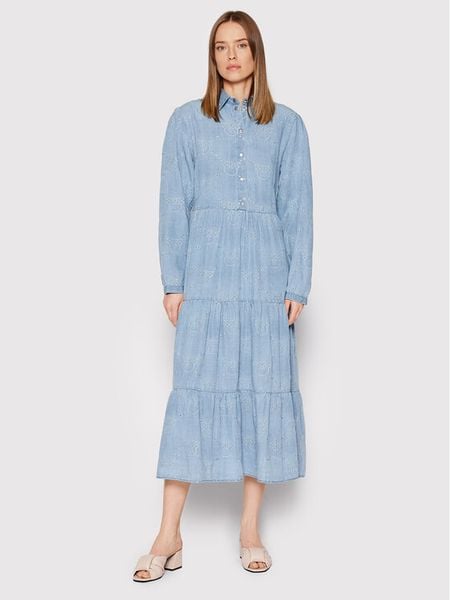 Pinko Sukienka koszulowa Distratta 1J10UV Y85P Błękitny Regular Fit. Niebieskie sukienki damskie Pinko, bez wzorów, z lyocellu, bez kołnierzyka, bez ramiączek, koszulowe. Za 1,709.00 zł.