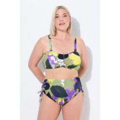 Damskie Bikini kwiaty regulowane ramiączka marszczenie wysoki stan. Zielone bikini Ulla Popken, l, bez wzorów, z elastanu. Za 239.99 zł.