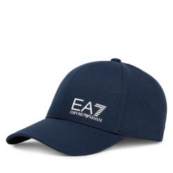 Czapka z daszkiem EA7 Emporio Armani. Niebieskie czapki damskie EA7 Emporio Armani, bez wzorów. Za 159.99 zł.