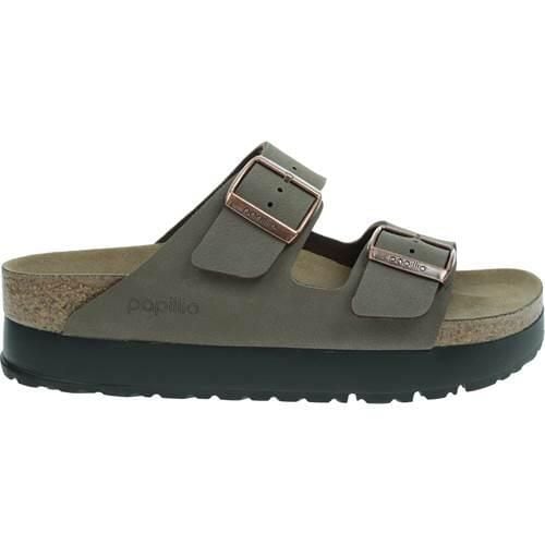 Klapki damskie Birkenstock Papillio Arizona Flex Platform. Brązowe klapki damskie Birkenstock, na lato, bez wzorów, z gumy, bez obcasa, bez zapięcia. Za 332.10 zł.