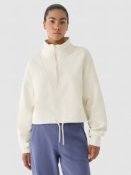 4F Bluza dresowa bez kaptura damska 4F x Anna Lewandowska - biała XL. Białe bluzy damskie 4F, xl, bez wzorów, z bawełny, sportowe, bez ramiączek, bez kaptura. W wyprzedaży za 139.99 zł.