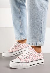 Różowe Casualowe Trampki w Kwiatki Foleriella. Czerwone obuwie sportowe damskie Renee, bez wzorów, z jeansu, bez zapięcia, trekkingowe. Za 44.99 zł.