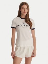 Guess T-Shirt V6GI08 K2975 Biały Regular Fit. Białe t-shirty damskie Guess, xxs, z aplikacjami, z bawełny, bez kołnierzyka, bez ramiączek. Za 189.99 zł.