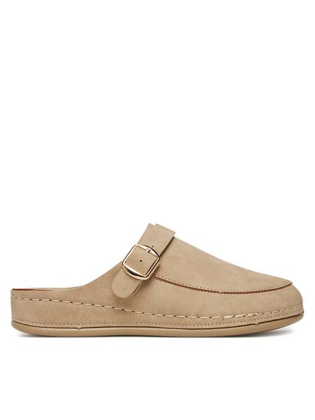 Clara Barson Klapki WFA3688-1 Beżowy. Brązowe klapki damskie Clara Barson, bez wzorów, z materiału, bez obcasa, bez zapięcia. Za 99.99 zł.