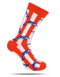 Skarpetki Bawełniane - Tematyczne - Delfiny. Czerwone skarpety męskie His Story, bez wzorów, z bawełny. Za 29.99 zł.