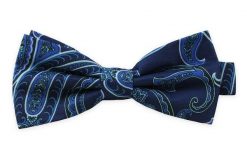 Granatowa Mucha bez Poszetki -CHATTIER- Męska, Wzór Paisley, Orientalny. Niebieskie krawaty i muchy Chattier, bez wzorów, eleganckie. Za 59.00 zł.