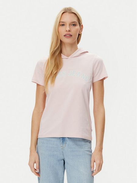 Guess T-Shirt W5GP28 J1314 Beżowy Regular Fit. Brązowe t-shirty damskie Guess, s, z aplikacjami, z bawełny, bez kołnierzyka, bez ramiączek. Za 109.99 zł.