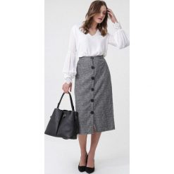 Czarno-Biała Spódnica Santa Rosa. Białe spódnice damskie Born2be, do pracy, l, z aplikacjami, z tkaniny, biznesowe, midi, koszulowe. Za 69.99 zł.
