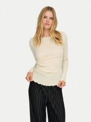 ONLY Bluzka Ella 15368469 Beżowy Slim Fit. Brązowe bluzki damskie ONLY, xl, bez wzorów, z bawełny, bez kołnierzyka, bez ramiączek. Za 109.99 zł.