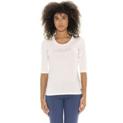 Koszulka Leone 1947 Braid Damen z 3/4-Ęrmeln aus Stretch-Baumwolle. Białe bluzki damskie LEONE 1947 APPAREL, bez wzorów, z bawełny, sportowe, bez kołnierzyka, bez ramiączek. W wyprzedaży za 88.41 zł.