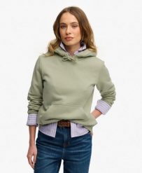 Superdry Bluza z kapturem Essential Logo haftowana – relaxed fit. Zielone bluzy damskie Superdry, bez wzorów, z bawełny, bez ramiączek, z kapturem. Za 282.85 zł.