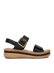 Rieker Sandały CEO-V0951-00 Czarny. Czarne sandały damskie Rieker, bez wzorów, ze skóry, bez obcasa, na płaskiej podeszwie, bez zapięcia. Za 349.99 zł.