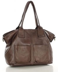Shopper bag czekoladowy MARCO MAZZINI v169c. Brązowe shopperki damskie bez wzorów, ze skóry, duże, bez dodatków. Za 529.15 zł.
