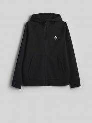 4F Bluza dresowa regular z kapturem męska - czarna M. Czarne bluzy sportowe męskie 4F, m, bez wzorów, z dresówki, z kapturem, trekkingowe. Za 269.99 zł.